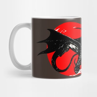 dragon on the background of the red moon Mug